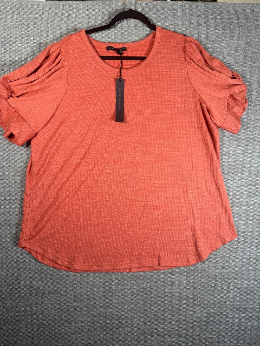 Jane + Delancey Coral Short Sleeve Puff Shoulder Jersey Top Size 1X New